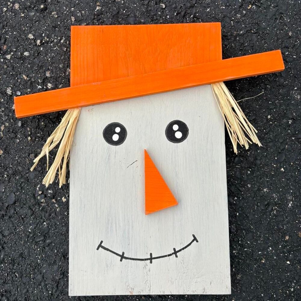 Handmade scarecrow has wall or door ready hangar. Orange Decor-home-accesories